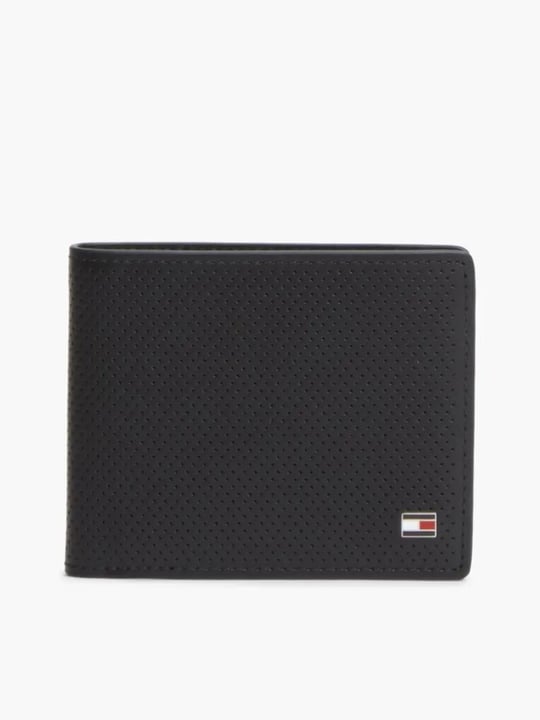 Tommy Hilfiger Tommy Hilfiger Erkek Hakiki Deri Delikli Yüzey  Bayrak Logolu Banknot ve Kart Bölmeli Katlanır Siyah Cüzdan AM0AM14790-BDS