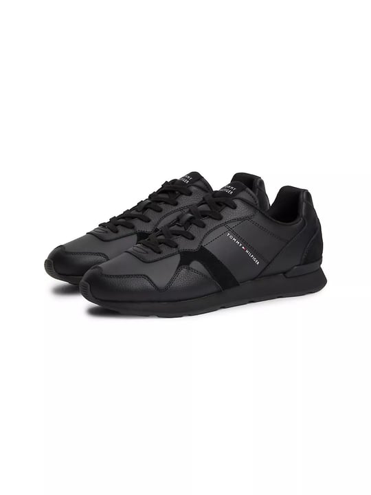 Tommy Hilfiger Tommy Hilfiger Erkek Hakiki Deri Süet Panelli Topuğu Kabartma Logolu Siyah Sneaker FM0FM06002-BDS