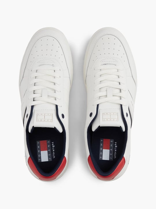 Tommy Hilfiger Tommy Hilfiger Erkek Hakiki Deri Karışımlı Delikli Yüzey EVA Tabanlı Logolu Beyaz Sneaker EM0EM01758-0GY