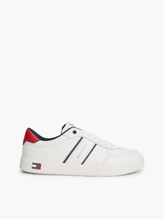 Tommy Hilfiger Tommy Hilfiger Erkek Hakiki Deri Karışımlı Delikli Yüzey EVA Tabanlı Logolu Beyaz Sneaker EM0EM01758-0GY