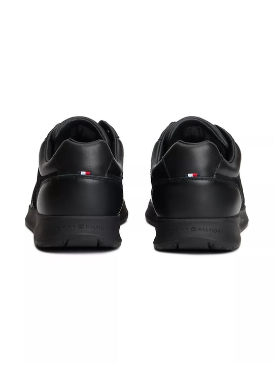 Tommy Hilfiger Tommy Hilfiger Erkek Hakiki Deri TH Monogram Logolu Karma Dokulu Siyah Sneaker FM0FM06015-BDS