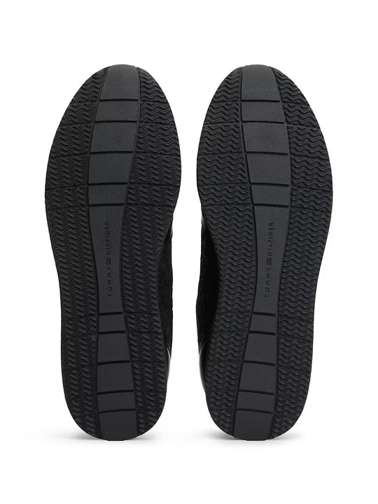 Tommy Hilfiger Tommy Hilfiger Erkek Hakiki Deri TH Monogram Logolu Karma Dokulu Siyah Sneaker FM0FM06015-BDS