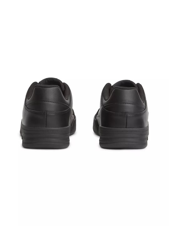 Tommy Hilfiger Tommy Hilfiger Erkek Hakiki Deri Kontrast Dokulu Delikli Yüzey Logolu Siyah Sneaker EM0EM01792-BDS