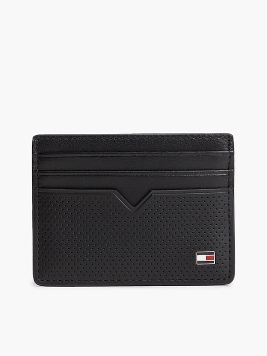 Tommy Hilfiger Tommy Hilfiger Erkek Hakiki Deri Delikli Yüzey Bayrak Logolu Çok Kart Bölmeli Siyah Cüzdan AM0AM14791-BDS