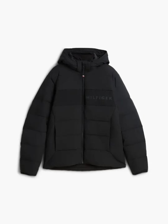 Tommy Hilfiger Tommy Hilfiger Erkek Kalın Yalıtımlı Çıkarılabilir Kapüşonlu Kapitone Desenli Uzun Kollu Siyah Mont MW0MW45273-BDS