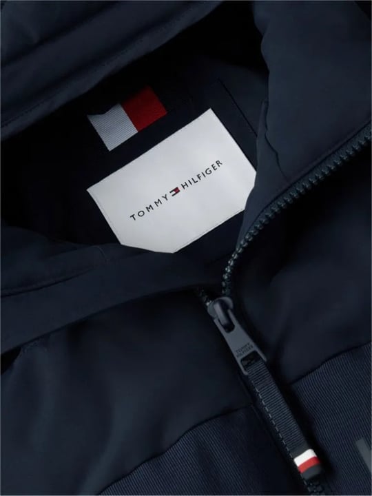 Tommy Hilfiger Tommy Hilfiger Erkek Kalın Yalıtımlı Çıkarılabilir Kapüşonlu Kapitone Desenli Uzun Kollu Lacivert Mont MW0MW45273-DW5