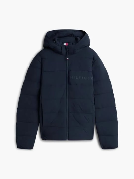 Tommy Hilfiger Tommy Hilfiger Erkek Kalın Yalıtımlı Çıkarılabilir Kapüşonlu Kapitone Desenli Uzun Kollu Lacivert Mont MW0MW45273-DW5