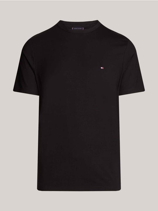 TOMMY HILFIGER Tommy Hilfiger Erkek Kısa Kol Bisiklet Yaka Tommy Hilfiger Yazı Desen Slim Fit Siyah T-Shirt MW0MW37313-BDS
