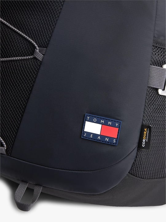 Tommy Hilfiger Tommy Hilfiger Erkek Logo Bayrak Etiketli Fileli Ön Bölmeli Fermuarlı Siyah Sırt Çantası AM0AM14341-BDS