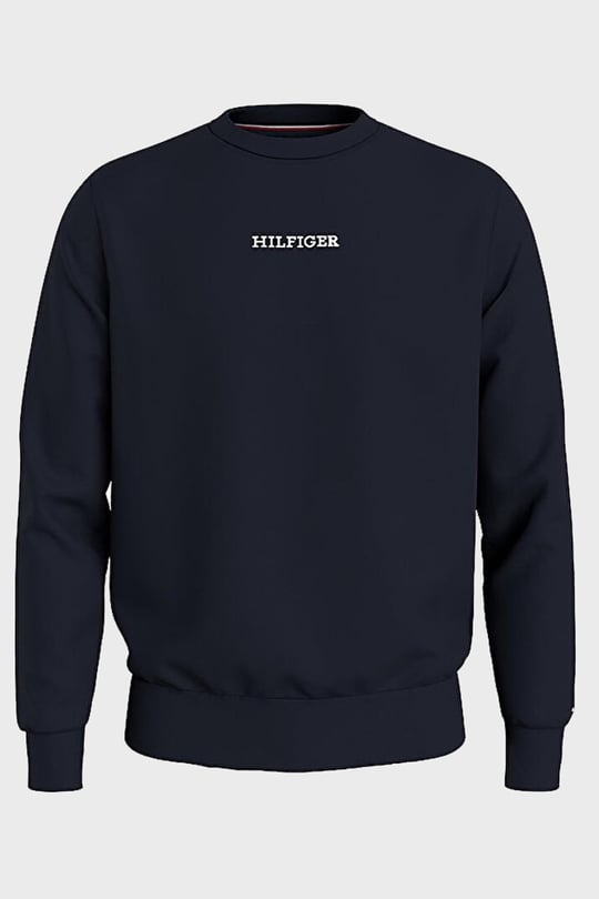 Tommy Hilfiger Tommy Hilfiger Erkek Logolu Yuvarlak Yakalı Uzun Kollu Günlük Kullanım Lacivert Sweatshirt MW0MW31487-DW5