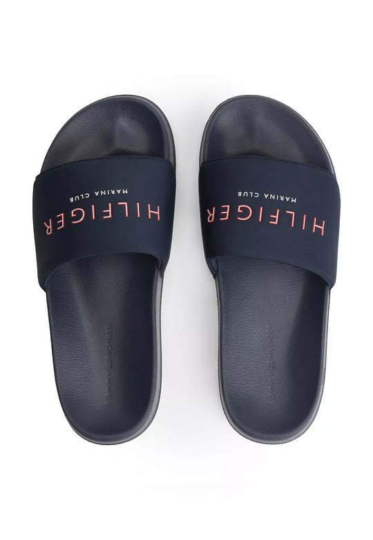 Tommy Hilfiger Tommy Hilfiger Erkek Logo Kabartmalı Rahat Taban Lacivert Terlik FM0FM05898-DW5