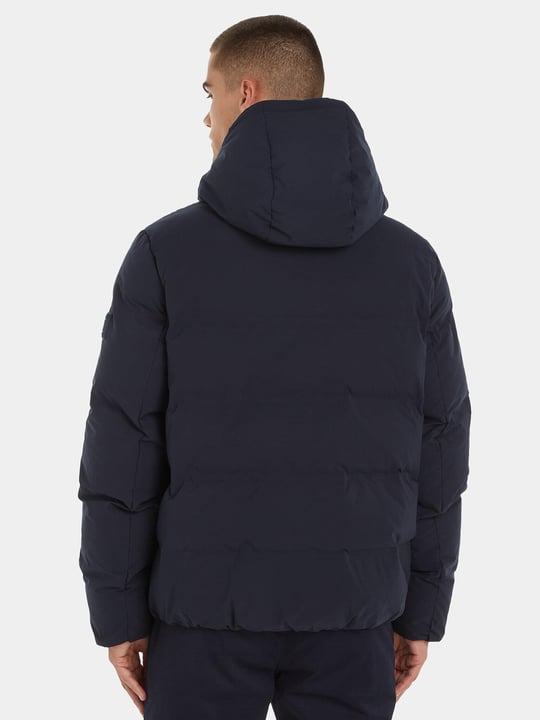 Tommy Hilfiger Tommy Hilfiger Erkek Logolu Kapüşonlu Uzun Kollu Günlük Kullanım Lacivert Mont MW0MW33958-DW5