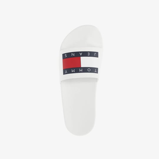 Tommy Hilfiger Tommy Hilfiger Erkek Logolu Suni Deri Günlük Kullanım Ekru Terlik EM0EM01191-TCR