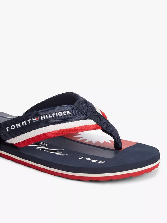 Tommy Hilfiger Tommy Hilfiger Erkek Logo Baskılı Rahat Taban Parmak Arası Lacivert Terlik FM0FM05903-DW5