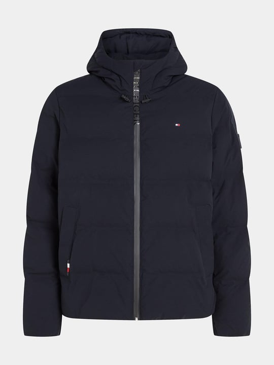 Tommy Hilfiger Tommy Hilfiger Erkek Logolu Kapüşonlu Uzun Kollu Günlük Kullanım Lacivert Mont MW0MW33958-DW5