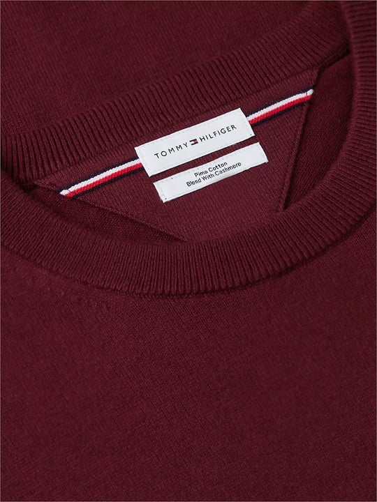 Tommy Hilfiger Tommy Hilfiger Erkek Logolu Yuvarlak Yakalı Uzun Kollu Günlük Kullanım Bordo Kazak MW0MW28046-VLP