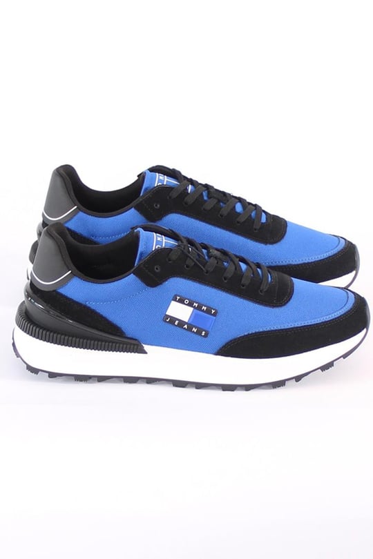 Tommy Hilfiger Tommy Hilfiger Erkek Marka Logolu Bağcıklı Kaydırmaz Tabanlı Günlük Mavi Sneaker EM0EM01265-C66