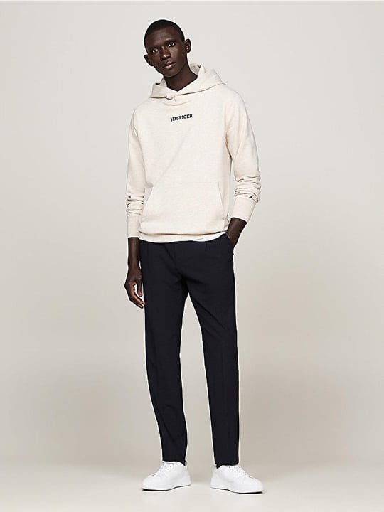 Tommy Hilfiger Tommy Hilfiger Erkek Marka Logolu Uzun Kollu Rahat Bej Sweatshirt MW0MW35561-HCX