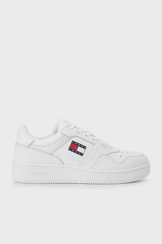 Tommy Hilfiger Tommy Hilfiger Erkek Marka Logolu Deri Günlük Kullanım Beyaz Sneaker EM0EM00955-YBR