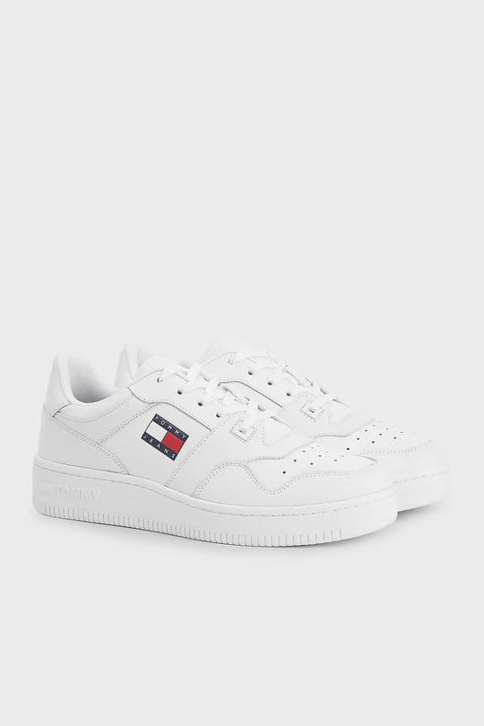 Tommy Hilfiger Tommy Hilfiger Erkek Marka Logolu Deri Günlük Kullanım Beyaz Sneaker EM0EM00955-YBR