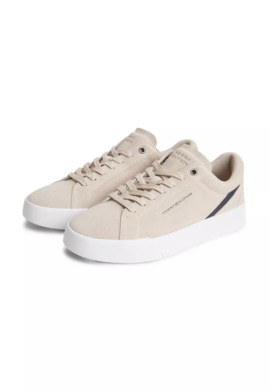 Tommy Hilfiger Tommy Hilfiger Erkek Monogram Logo Desenli Düşük Bilekli Rahat Taban Bej Sneaker FM0FM05880-RA2