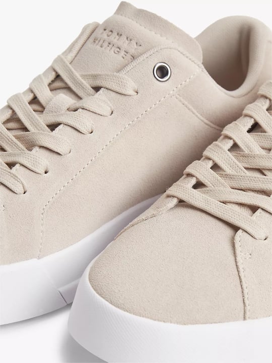 Tommy Hilfiger Tommy Hilfiger Erkek Monogram Logo Desenli Düşük Bilekli Rahat Taban Bej Sneaker FM0FM05880-RA2