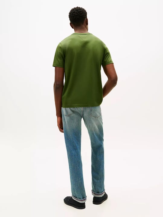 Tommy Hilfiger Tommy Hilfiger Erkek Normal Kalıp Yuvarlak Yakalı Logo İmzalı Kısa Kollu Yeşil T-Shirt MW0MW41463-L01