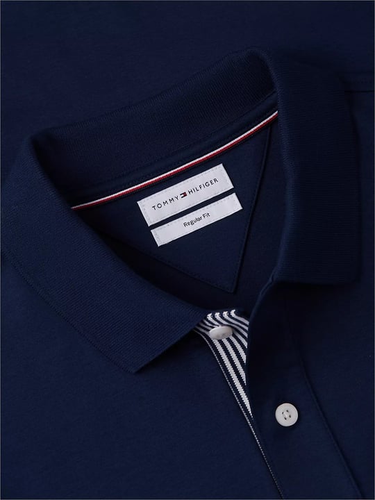 Tommy Hilfiger Tommy Hilfiger Erkek Normal Kalıp Kolunda ve Yakasında Çizgi Desenli Kısa Kollu Lacivert Polo Yaka T-Shirt MW0MW43296-DCC