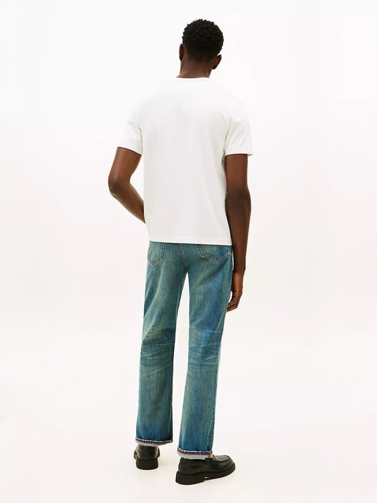 Tommy Hilfiger Tommy Hilfiger Erkek Normal Kalıp Yuvarlak Yakalı Logo İmzalı Kısa Kollu Beyaz T-Shirt MW0MW41463-YBL