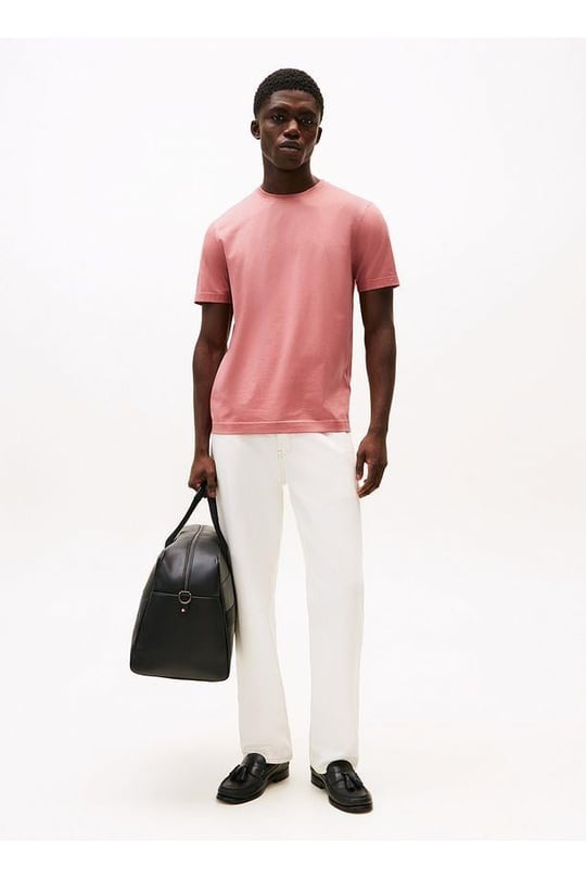 TOMMY HILFIGER Tommy Hilfiger Erkek Normal Kalıp Yuvarlak Yakalı Pamuklu Kısa Kollu Pembe T-Shirt MW0MW39779-TI0