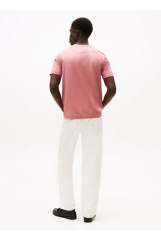 TOMMY HILFIGER Tommy Hilfiger Erkek Normal Kalıp Yuvarlak Yakalı Pamuklu Kısa Kollu Pembe T-Shirt MW0MW39779-TI0
