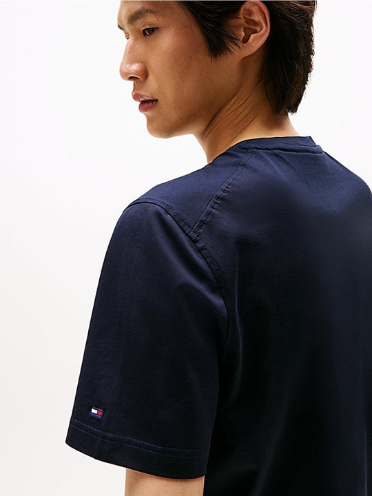 TOMMY HILFIGER Tommy Hilfiger Erkek Normal Kalıp Yuvarlak Yakalı Pamuklu Kısa Kollu Mavi T-Shirt MW0MW39779-DW5
