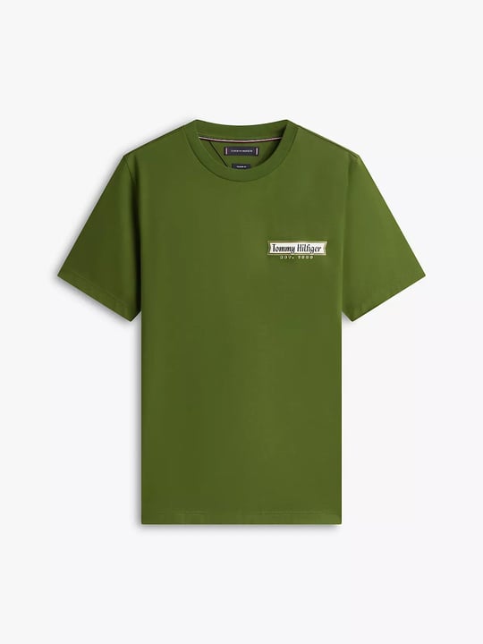 Tommy Hilfiger Tommy Hilfiger Erkek Normal Kalıp Yuvarlak Yakalı Logo İmzalı Kısa Kollu Yeşil T-Shirt MW0MW41463-L01
