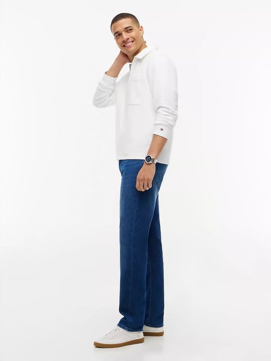Tommy Hilfiger Tommy Hilfiger Erkek Normal Bel Düz Paça Esnek Pamuklu Denim Lacivert Jeans MW0MW43164-1A7