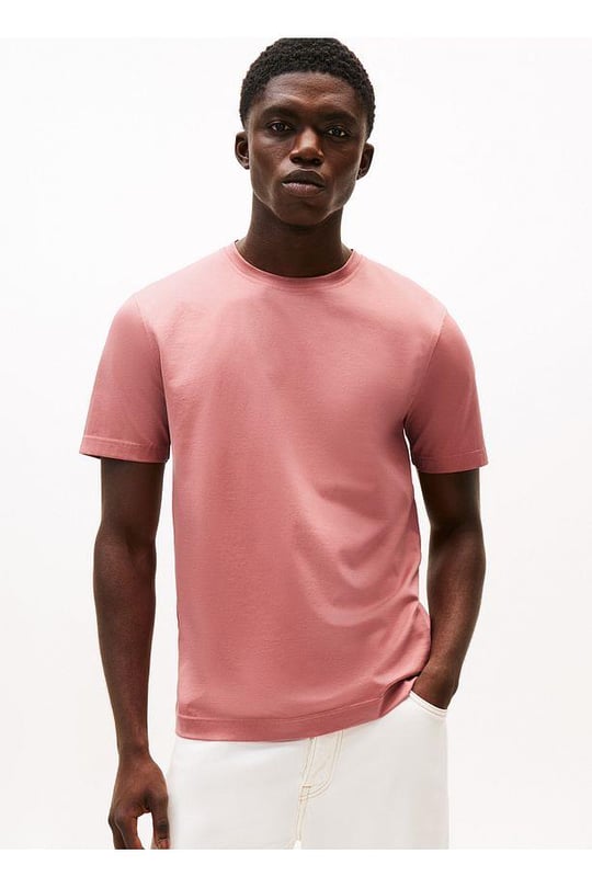 TOMMY HILFIGER Tommy Hilfiger Erkek Normal Kalıp Yuvarlak Yakalı Pamuklu Kısa Kollu Pembe T-Shirt MW0MW39779-TI0