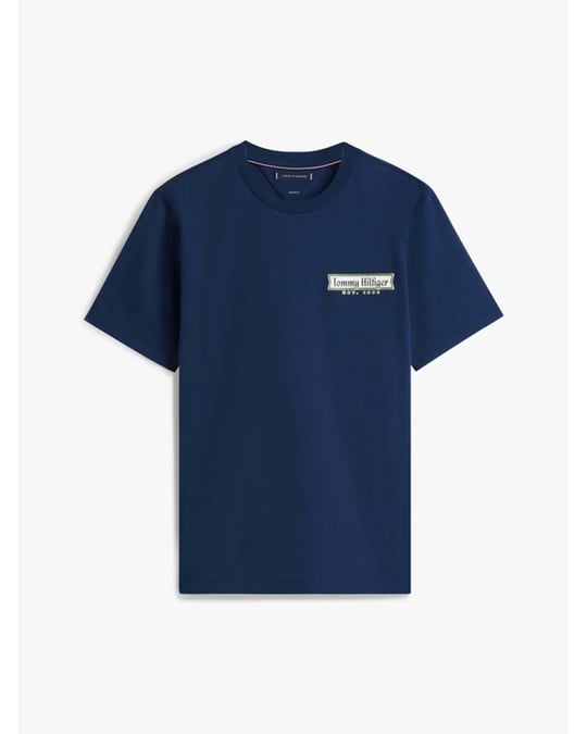 Tommy Hilfiger Tommy Hilfiger Erkek Normal Kalıp Yuvarlak Yakalı Logo İmzalı Kısa Kollu Lacivert T-Shirt MW0MW41463-C1G