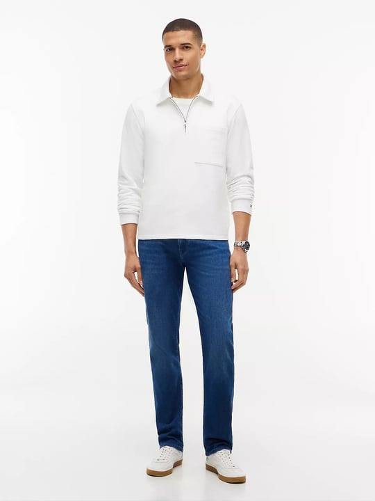 Tommy Hilfiger Tommy Hilfiger Erkek Normal Bel Düz Paça Esnek Pamuklu Denim Lacivert Jeans MW0MW43164-1A7