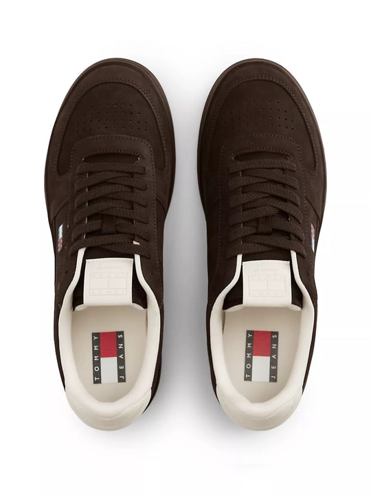 Tommy Hilfiger Tommy Hilfiger Erkek Nubuk Süet Delikli Burun Logo Detaylı Kontrast Topuklu Kahverengi Sneaker EM0EM01788-GT3