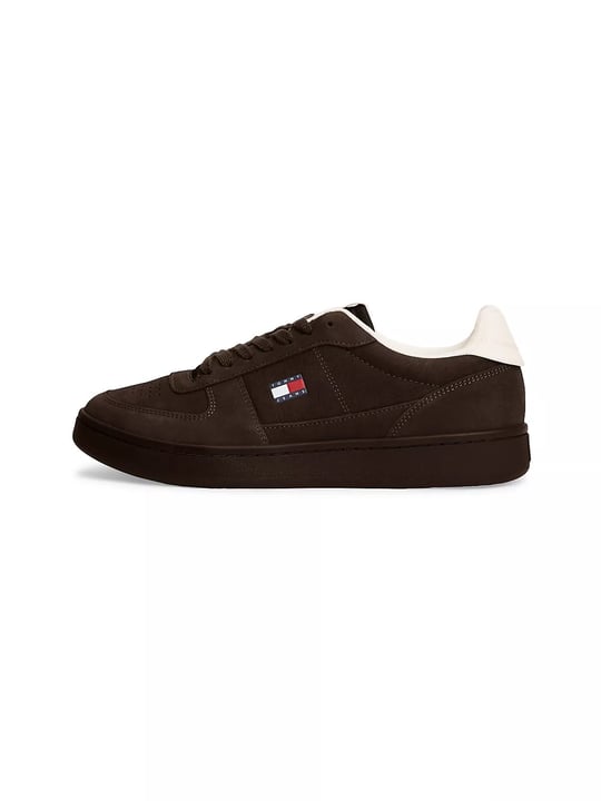 Tommy Hilfiger Tommy Hilfiger Erkek Nubuk Süet Delikli Burun Logo Detaylı Kontrast Topuklu Kahverengi Sneaker EM0EM01788-GT3