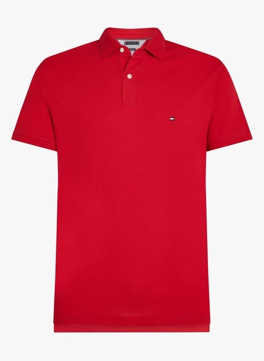 Tommy Hilfiger Tommy Hilfiger Erkek Pamuklu Polo Yakalı Düğme Kapamalı Kısa Kollu Kırmızı Polo Yaka T-Shirt MW0MW17771-XLD