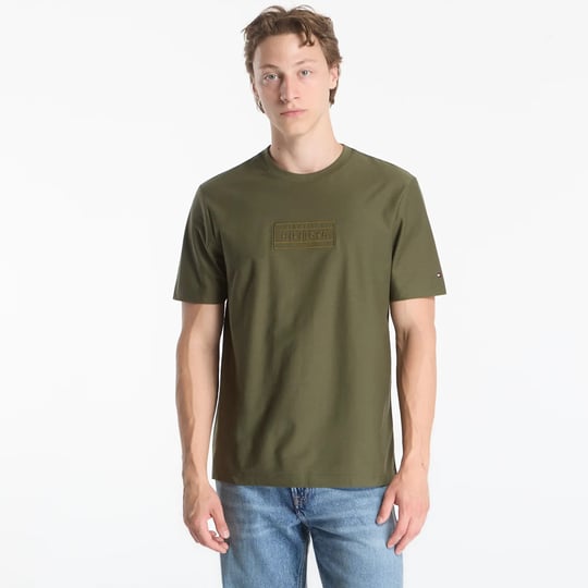 Tommy Hilfiger Tommy Hilfiger Erkek Pamuklu Bisiklet Yaka Kısa Kollu Yeşil T-Shirt MW0MW44888-MT1