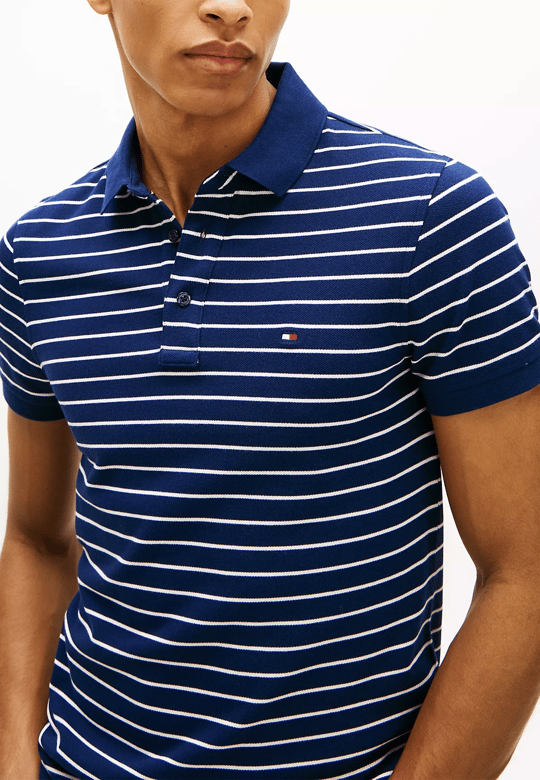 Tommy Hilfiger Tommy Hilfiger Erkek Pamuklu Polo Yakalı Düğme Kapamalı Kısa Kollu Mavi Polo Yaka T-Shirt MW0MW17771-0X5