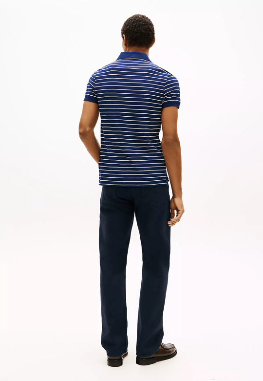 Tommy Hilfiger Tommy Hilfiger Erkek Pamuklu Polo Yakalı Düğme Kapamalı Kısa Kollu Mavi Polo Yaka T-Shirt MW0MW17771-0X5