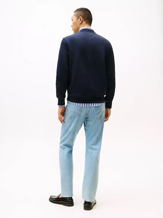 Tommy Hilfiger Tommy Hilfiger Erkek Pamuklu Normal Kalıp Yuvarlak Yakalı Uzun Kollu Lacivert Sweatshirt MW0MW37237-DW5