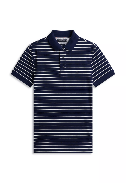 Tommy Hilfiger Tommy Hilfiger Erkek Pamuklu Polo Yakalı Düğme Kapamalı Kısa Kollu Mavi Polo Yaka T-Shirt MW0MW17771-0X5