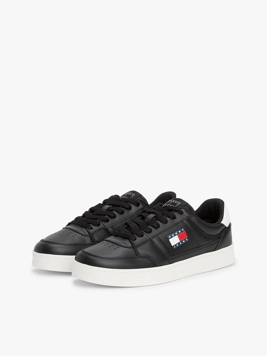 Tommy Hilfiger Tommy Hilfiger Erkek Rahat Düz Taban Nefes Alabilir Üst Yüzeyli Deri Siyah Sneaker EM0EM01574-BDS