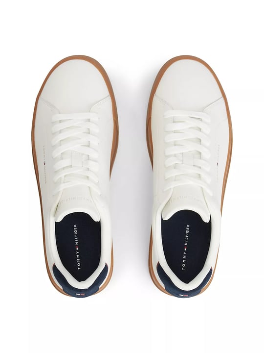 Tommy Hilfiger Tommy Hilfiger Erkek Rahat Düz Taban Topuk Renk Geçişli Deri Ekru1 Sneaker FM0FM05367-02S