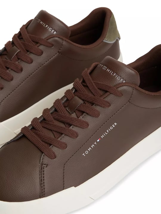 Tommy Hilfiger Tommy Hilfiger Erkek Rahat Düz Taban Topuk Renk Geçişli Deri Kahverengi Sneaker FM0FM05367-0HH