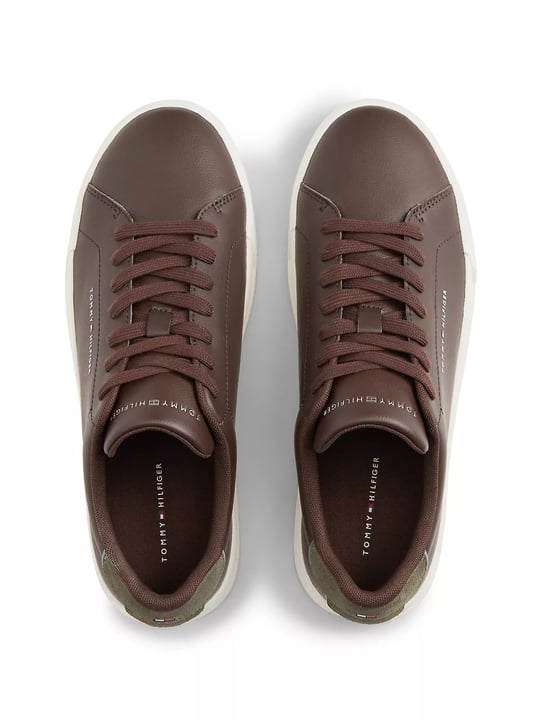 Tommy Hilfiger Tommy Hilfiger Erkek Rahat Düz Taban Topuk Renk Geçişli Deri Kahverengi Sneaker FM0FM05367-0HH