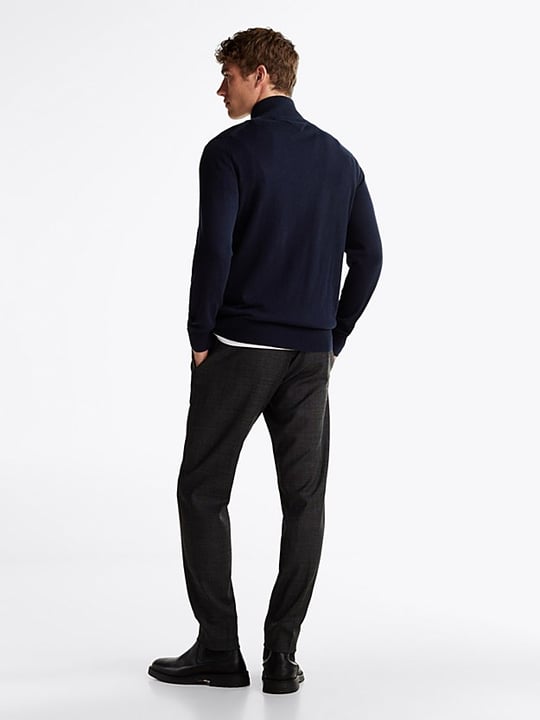 Tommy Hilfiger Tommy Hilfiger Erkek Regular Fit Dik Yaka Uzun Kollu Mavi Kazak MW0MW28049-DW5